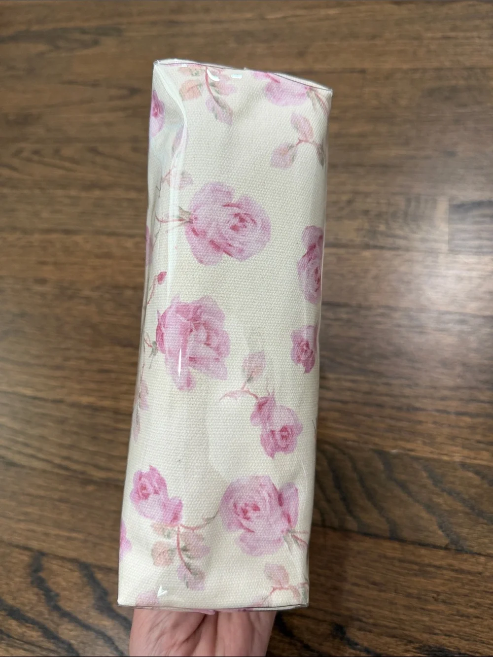 LoveShackFancy Cream Cosmetic Pouch with Pink Rose Print